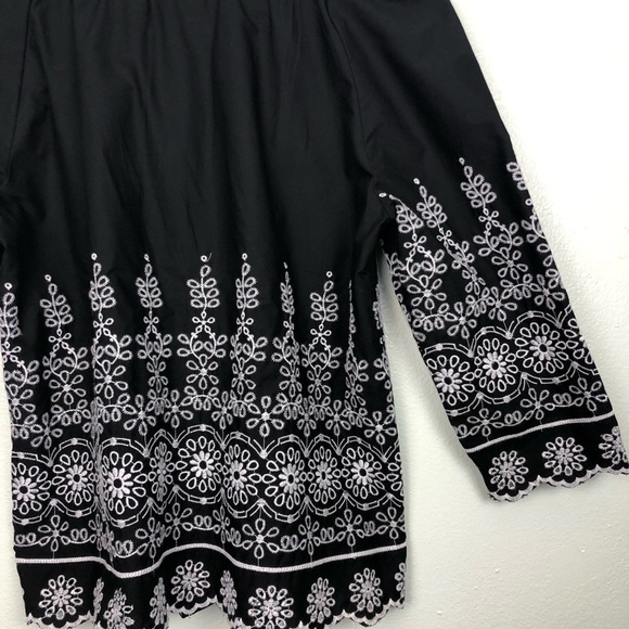 Talbots MP Off Shoulder Embroidered Eyelet Tunic - Picture 13 of 16